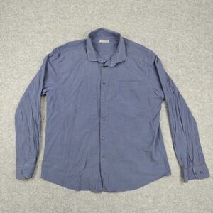 Lafaurie Shirt Mens 2XL Blue Check Cotton Stretch Long Sleeve Button Up Casual